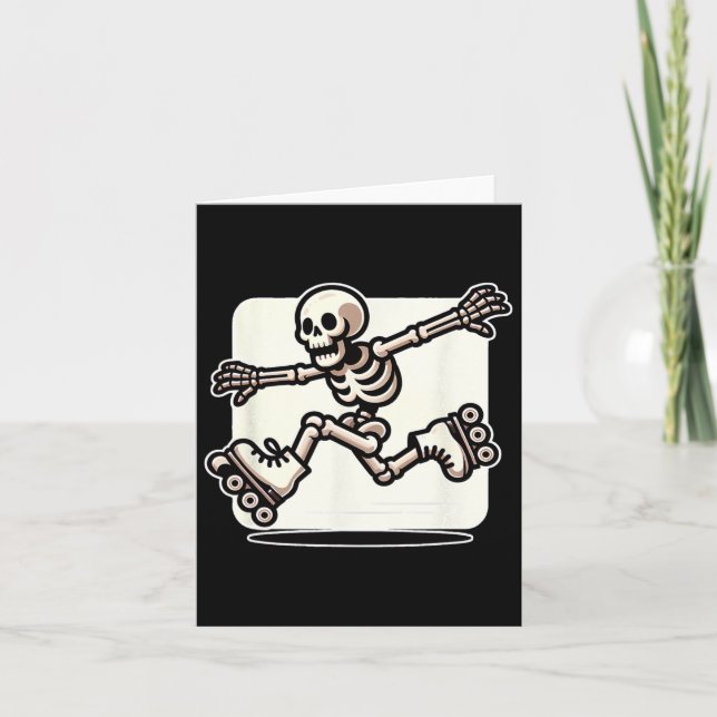 Halloween Skeleton Roller Skating Skater Kort (Framsida)