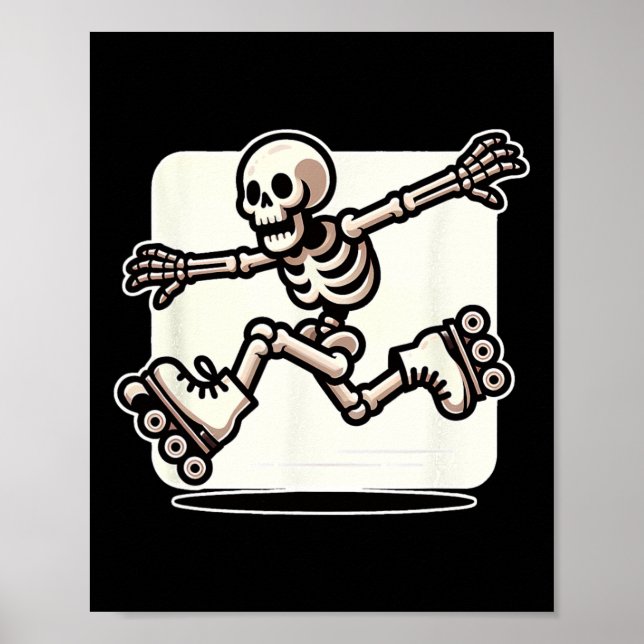 Halloween Skeleton Roller Skating Skater Poster (Framsidan)