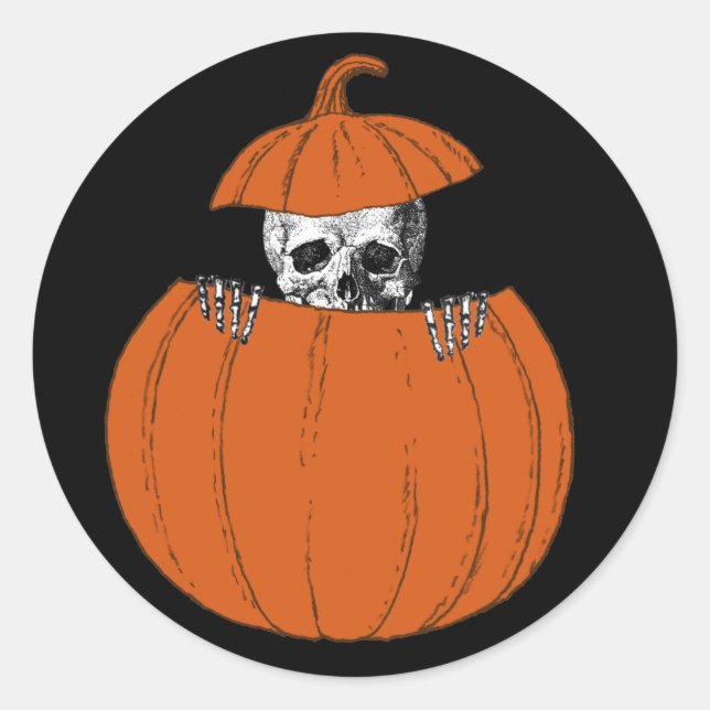 Halloween Skeleton Runt Klistermärke (Framsida)