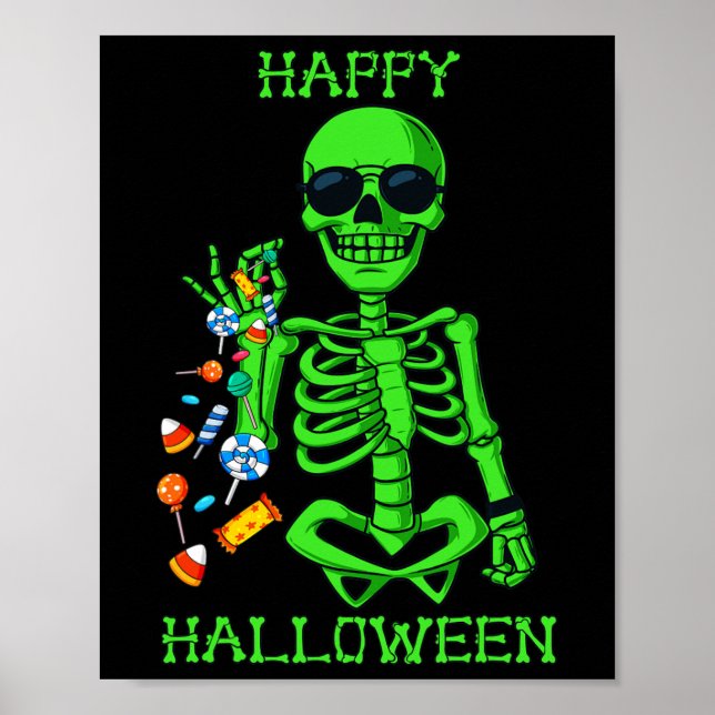 Halloween Skeleton Salting Candy Roligt 1 Poster (Framsidan)