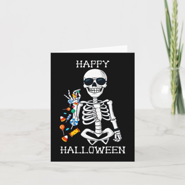 Halloween Skeleton Salting Candy Roligt Kort (Framsida)