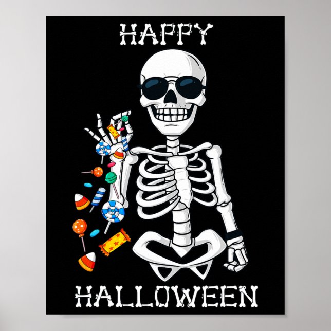 Halloween Skeleton Salting Candy Roligt Poster (Framsidan)