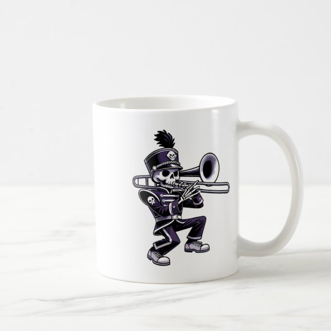 Halloween Skeleton School Marching Band Trombone P Kaffemugg (Höger)