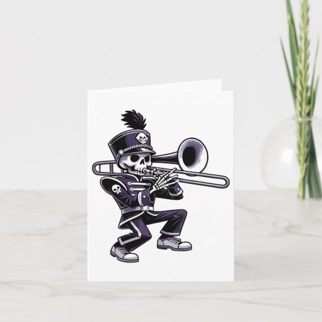 Halloween Skeleton School Marching Band Trombone P Kort (Framsida)