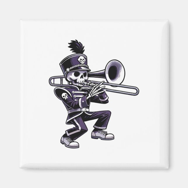 Halloween Skeleton School Marching Band Trombone P Magnet (Framsidan)