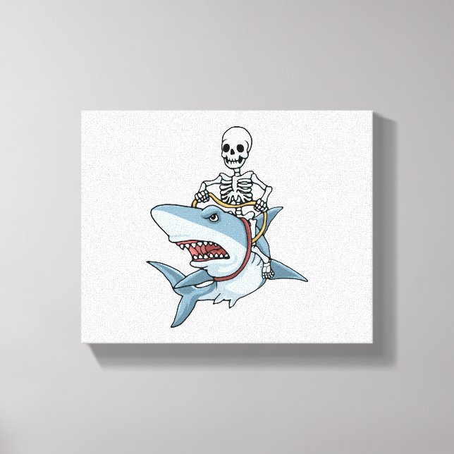 Halloween Skeleton Shark Funny Halloween Gift Canvastryck (Framsida)