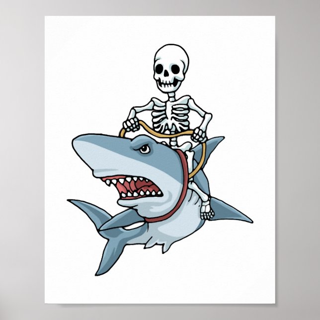 Halloween Skeleton Shark Funny Halloween Gift Poster (Framsidan)