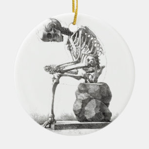 Halloween Skeleton Sitta Anatomy Julgransprydnad Keramik