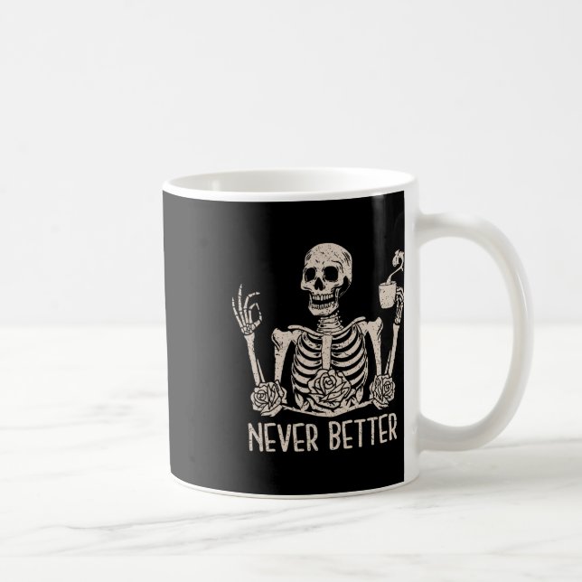 Halloween Skeleton Skull Kvinnor som dricker kaffe Kaffemugg (Höger)