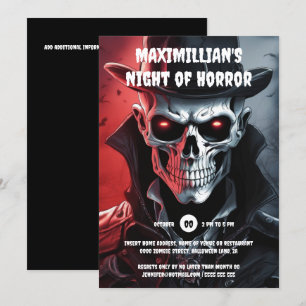 Halloween skeleton slå man skalle ansikte glödande inbjudningar