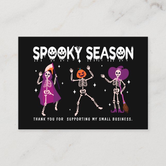 Halloween Skeleton Small Business Tack Visitkort (Framsida)