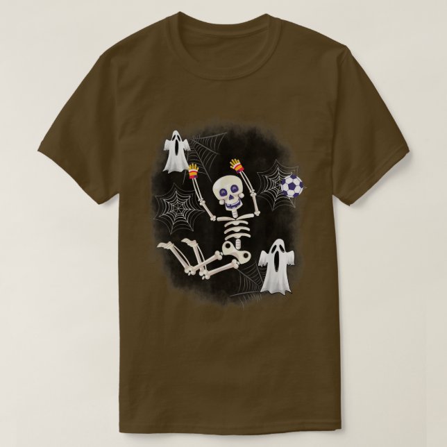 Halloween Skeleton Soccer Player Goalkeeper Ball T Shirt (Design framsida)