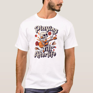 Halloween skeleton som spelar upp gitar till efter t shirt