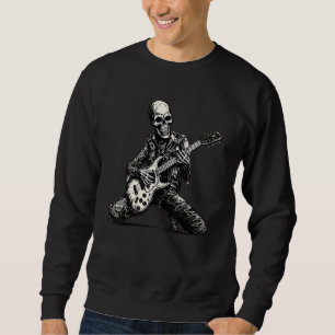Halloween Skeleton spelar Electric Guitar Sten St Lång Ärmad Tröja