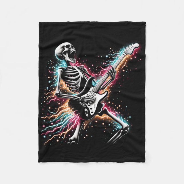 Halloween Skeleton spelar Guitar - Rock and roll Fleecefilt (Framsidan)