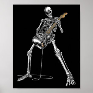 Halloween Skeleton spelar Guitar Rock and roll Nd Poster