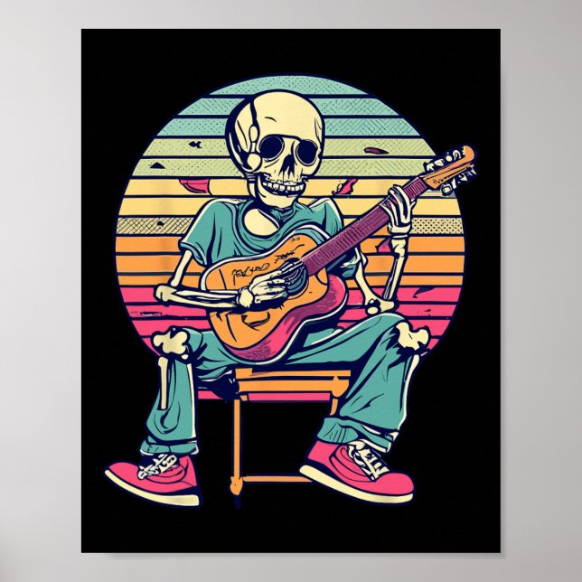 Halloween Skeleton spelar Guitar Rock and roll Nd Poster (Framsidan)