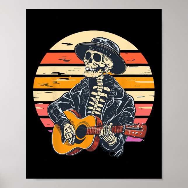 Halloween Skeleton spelar Guitar Rock and roll Nd Poster (Framsidan)