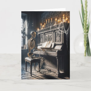 Halloween Skeleton spelar Piano Kort