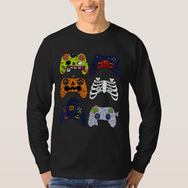 Halloween Skeleton-spelkontrollanter Zombie Mummy T Shirt (Framsida)