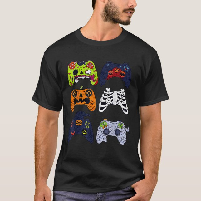 Halloween Skeleton-spelkontrollanter Zombie Mummy T Shirt (Framsida)