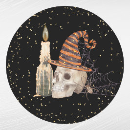 Halloween Skeleton Spindelnät Candle Runt Klistermärke