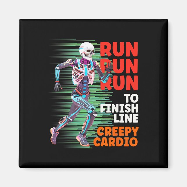 Halloween Skeleton Springer Creepy Cardio Joggare  Magnet (Framsidan)
