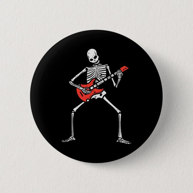 Halloween Skeleton Sten Guitar Costume Rocker Mana Knapp (Framsida)