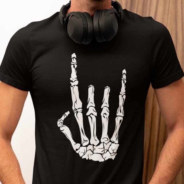 Halloween Skeleton Sten Hand Heavy Metall Fläkt T Shirt (Skeleton Heavy Metal Skeleton Hand T-Shirt)
