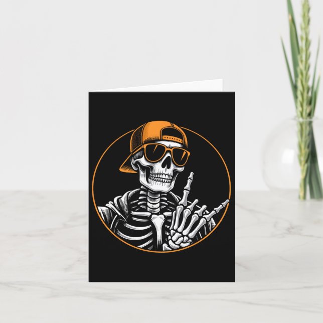 Halloween Skeleton Sten Hand Kort (Framsida)