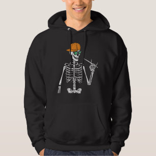Halloween Skeleton Sten Hand spelar upp Drums Mana Hoodie