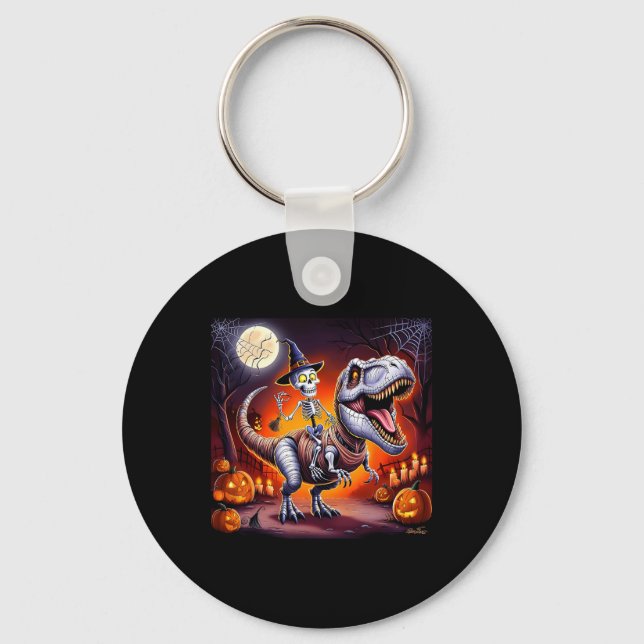 Halloween Skeleton T-rex Ride Nyckelring (Framsida)