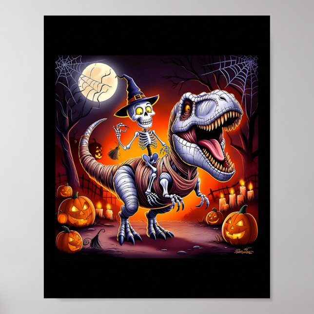 Halloween Skeleton T-rex Ride Poster (Framsidan)