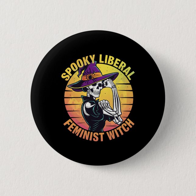 Halloween Skeleton Taloky Liberal Feminist Witch F Knapp (Framsida)