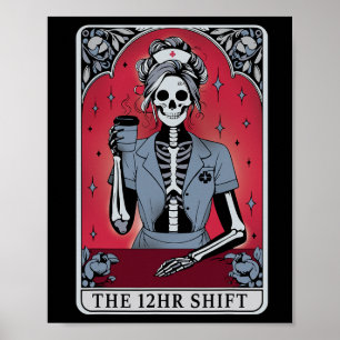 Halloween Skeleton Tarot Card 12-timmarsskift N Poster