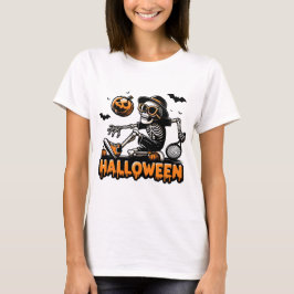 Halloween Skeleton Tennis Player T Shirt