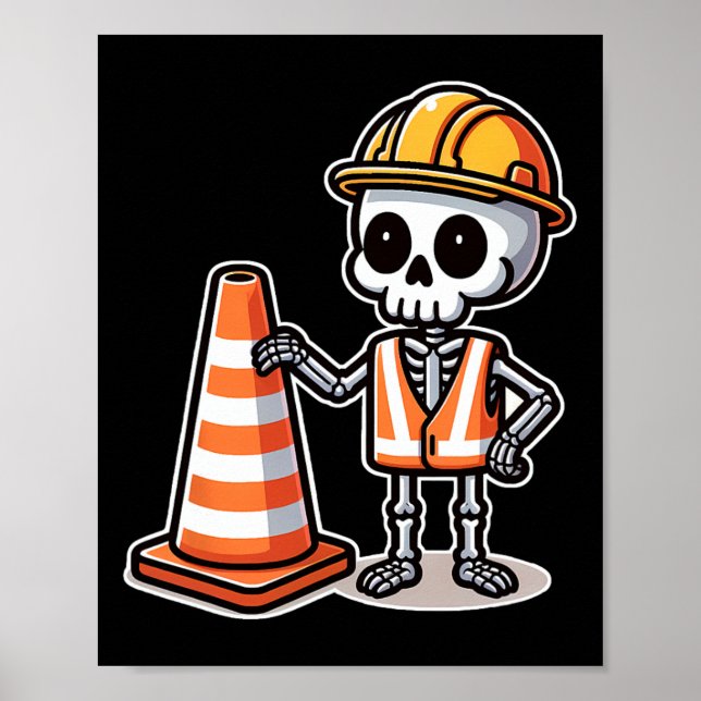 Halloween Skeleton Traffic Cone Poster (Framsidan)