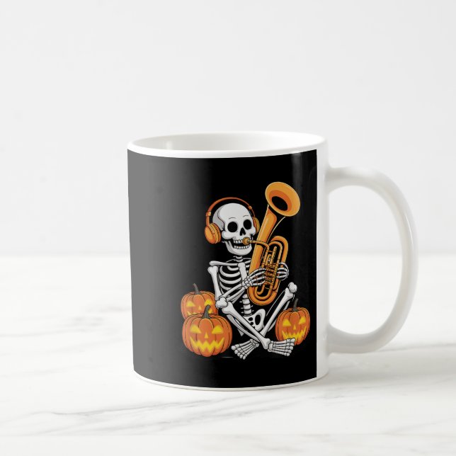 Halloween Skeleton Tuba Tubist  Kaffemugg (Höger)