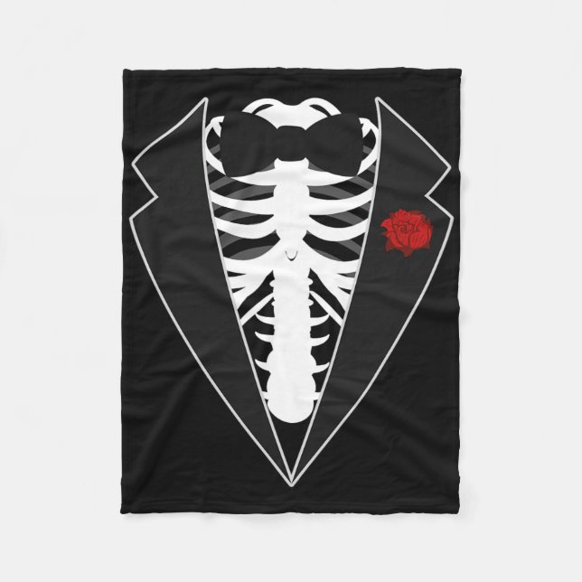 Halloween Skeleton Tuxedo Costume Fleecefilt (Framsidan)