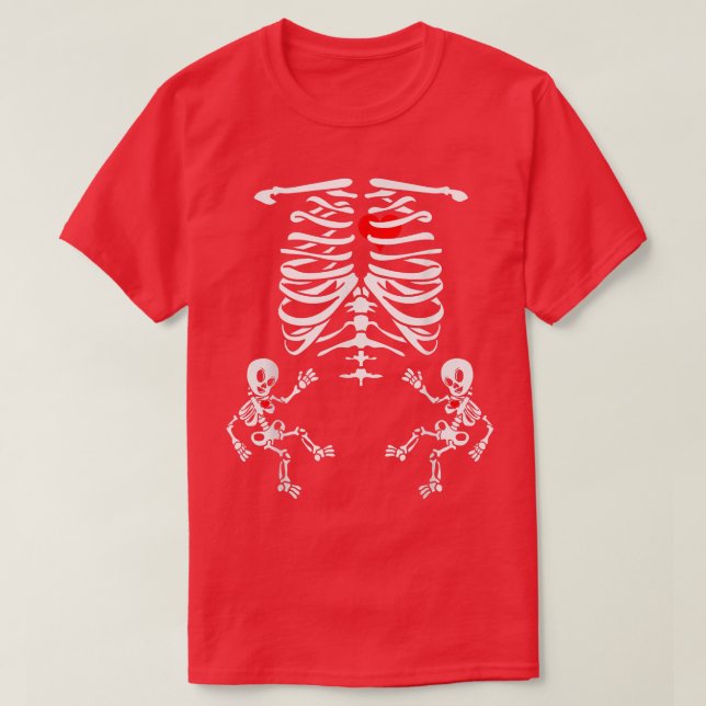 Halloween Skeleton Twillingars Gender Reveal Baby  T Shirt (Design framsida)