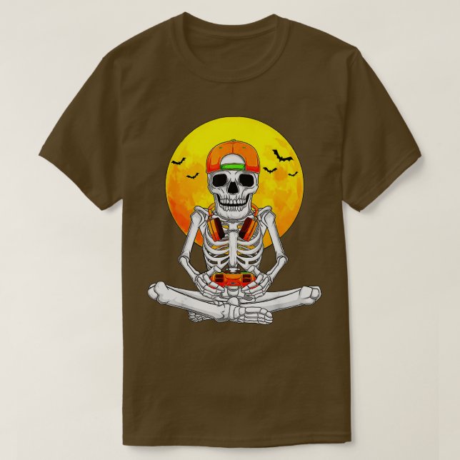 Halloween Skeleton Video Game Boys Kids Gaming T Shirt (Design framsida)