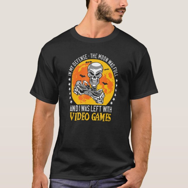 Halloween Skeleton Video Gamer Controllers Boys Ki T Shirt (Framsida)