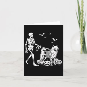 Halloween Skeleton Walking Samoyed Hund Kort