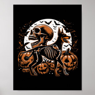 Halloween Skeleton Walking Skeletal Doberman Hund Poster
