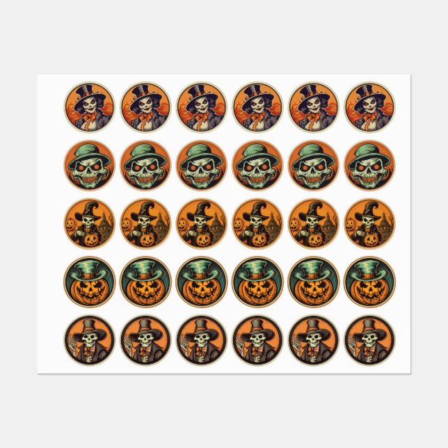 Halloween Skeleton Witch & Pumpkin Sticker Sheet – (Ark)