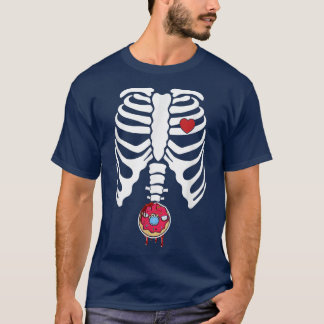 Halloween Skeleton With Donut For Sweet Lovers  T Shirt