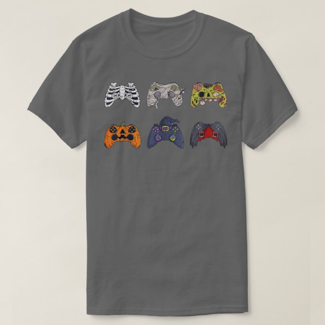 Halloween Skeleton Zombie Gaming Controllers Mummy T Shirt (Design framsida)