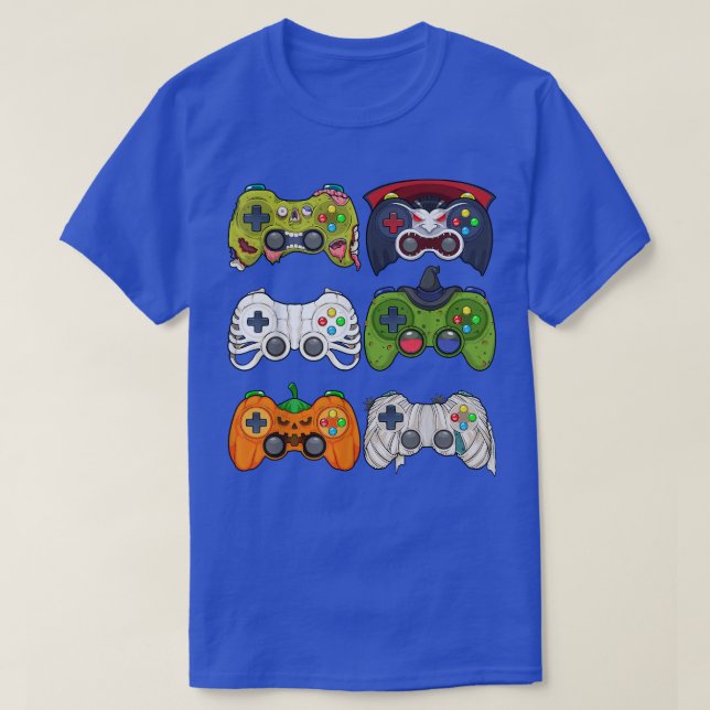 Halloween Skeleton Zombie Gaming Controllers Mummy T Shirt (Design framsida)