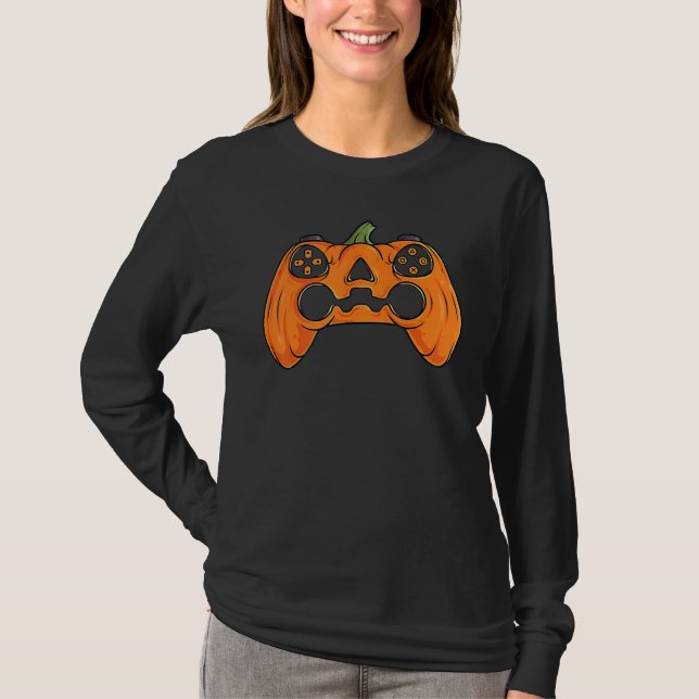 Halloween Skeleton Zombie Gaming Controllers Mummy T Shirt (Framsida)