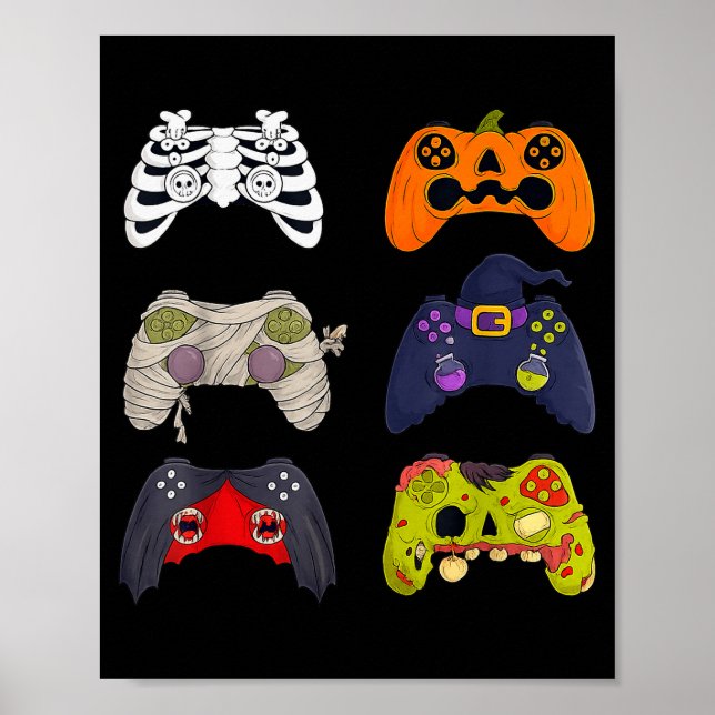 Halloween Skeleton Zombie Gaming Controllers  Poster (Framsidan)